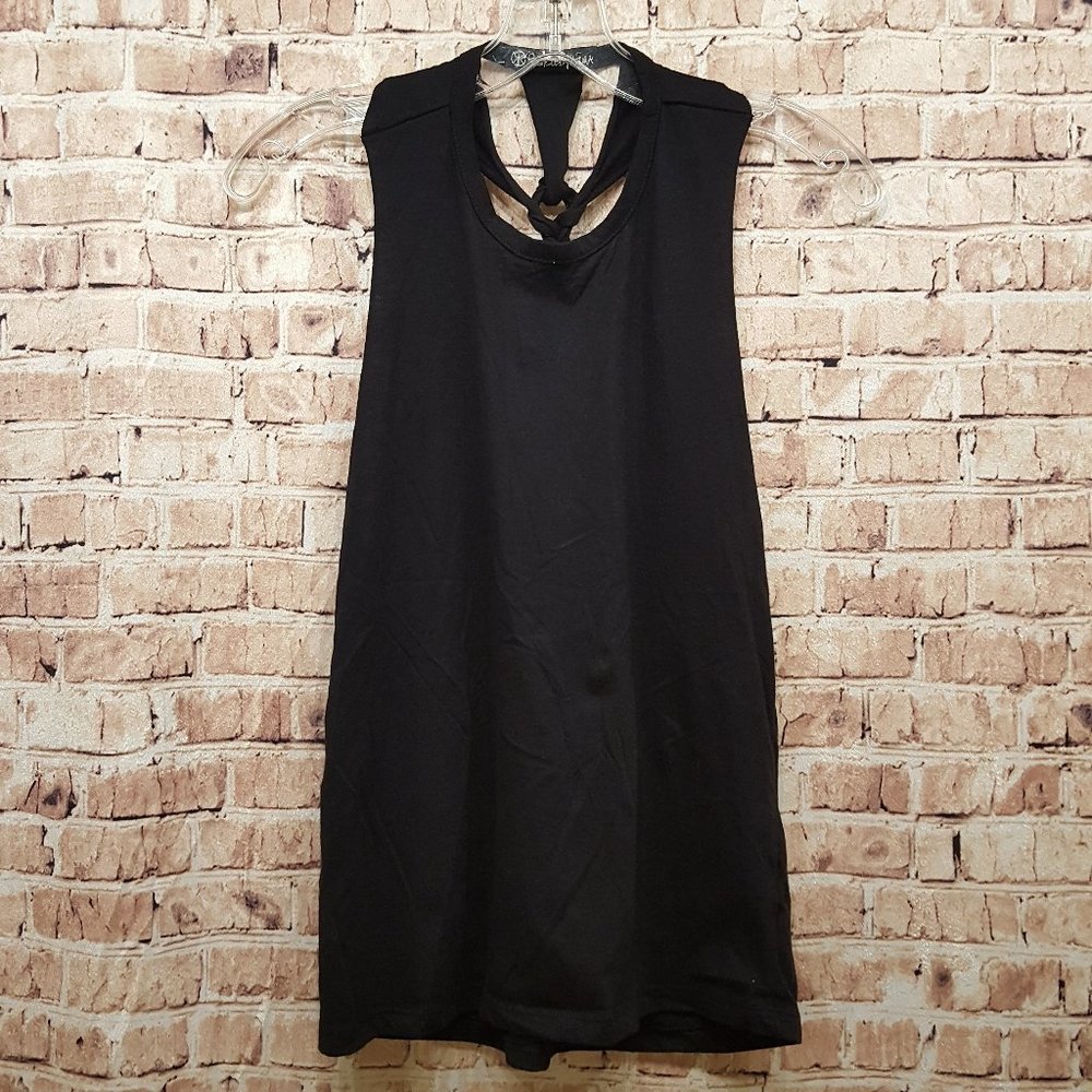 Recycled Karma Tank Top with Braided Back Black Size Small